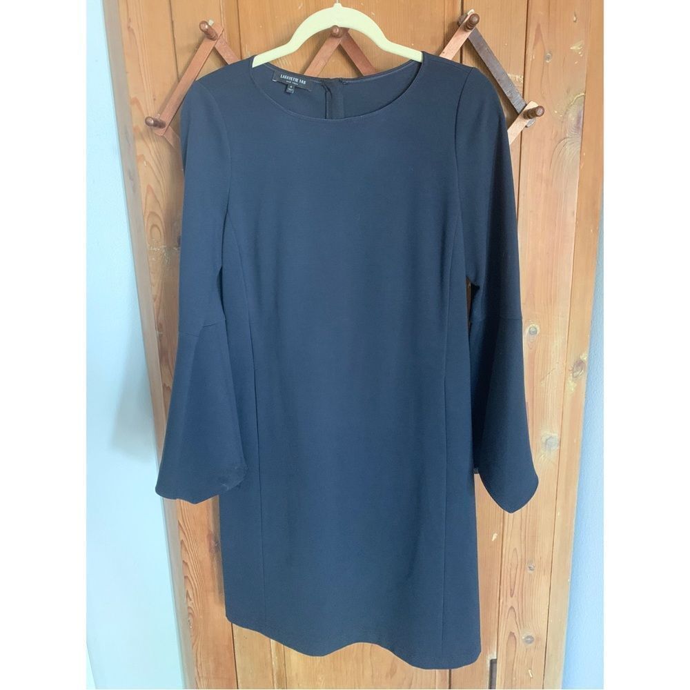 Lafayette 148 navy flare sleeve shift dress